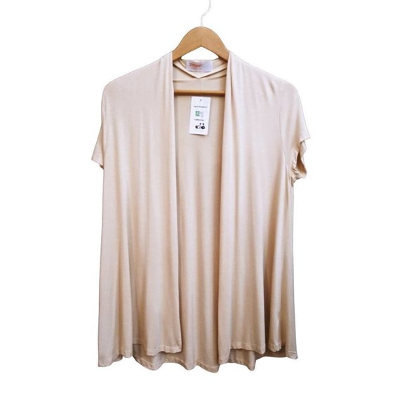 Renee C Extra Soft Natural Bamboo Short Sleeve Open Front Cardigan SIZE M NWT - Picture 2 of 10